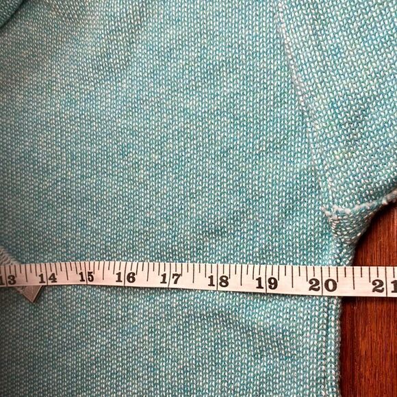 SOFT SURROUNDINGS Sz L Santorini Shores Pullover 3/4 Sleeve Teal Heather - Picture 7 of 11